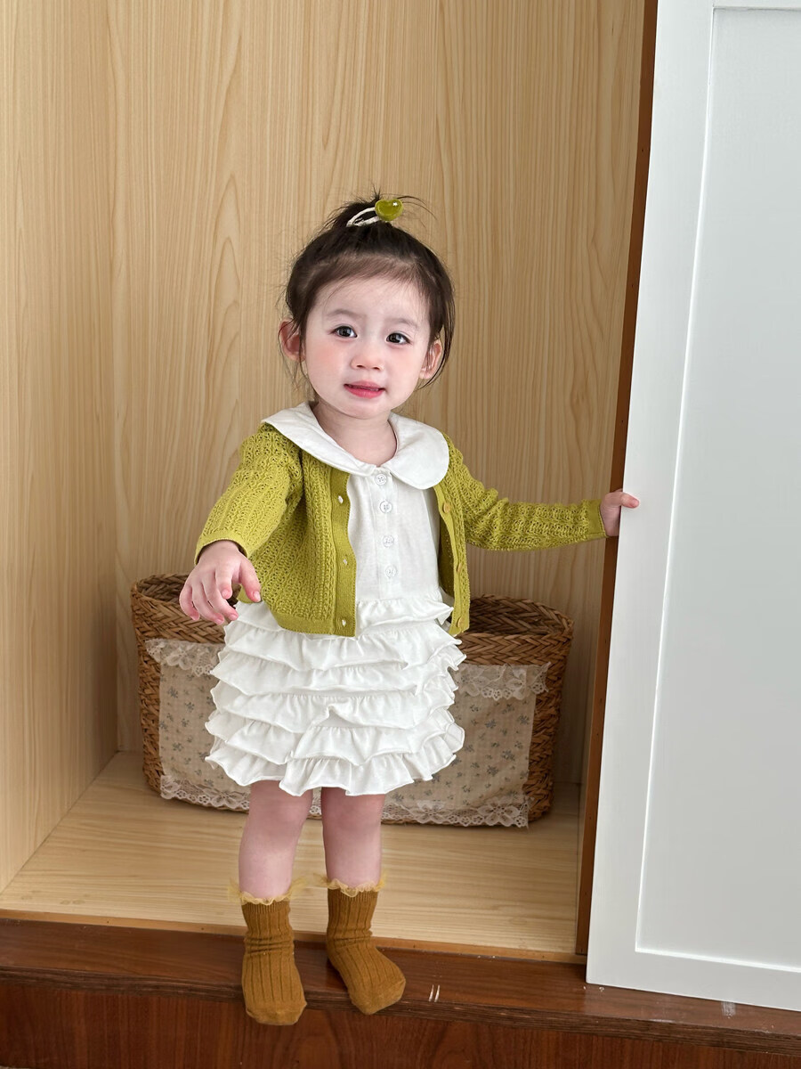 FADOBABY Girls Summer Dress New Baby Princess Doll Collar Cake Dress Children's Sleeveless Dress 24